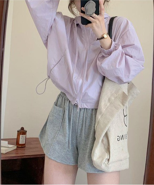MAISON DE THERESE コート アウター ショートフード付きUVカット