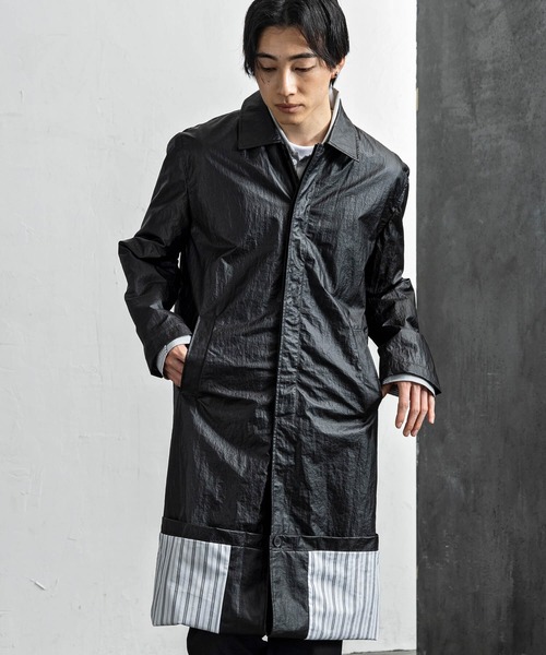 CLOSET ブルゾン アウター フェイクレザー2WAYロングジャケット メンズ