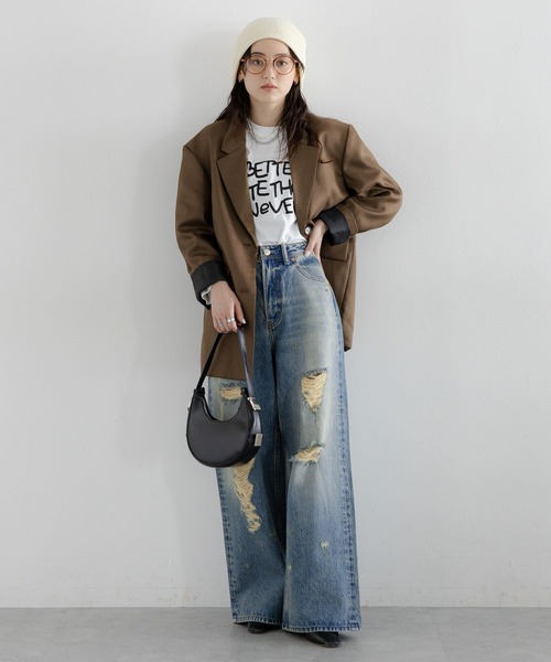 [RAGEBLUE] повреждение обработка Denim брюки LARGE голубой женский 