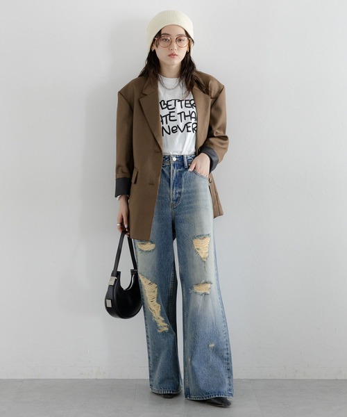 [RAGEBLUE] повреждение обработка Denim брюки LARGE голубой женский 