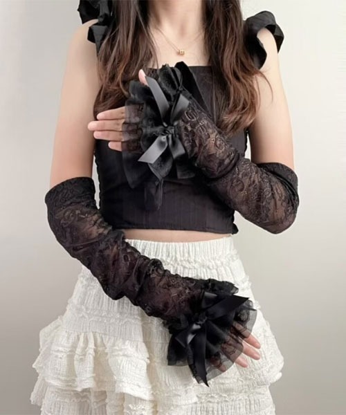 Mayree アームカバー 「urge select」総レース リボンデザイン アーム