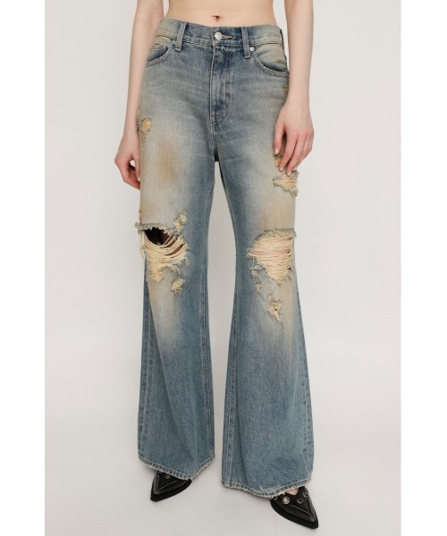 【SLY】ダメージ ジャストウエスト フレア パンツ SLY ジーンズ デニム デニムパンツ COATING DAMAGE J/W FLARE PT