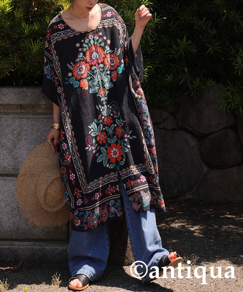 antiqua☆ワンピース　チュニック ☆新品タグ付き antiqua ワンピース 花柄チュニックワンピース : ZOZOTOWN Yahoo