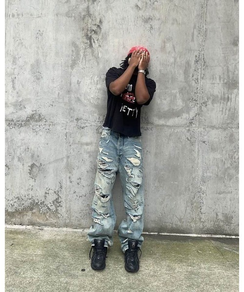 mnml/ULTRA BAGGY GASHED ダメージ デニム Ultra Baggy Gashed Denim - Blue | mnml | shop now