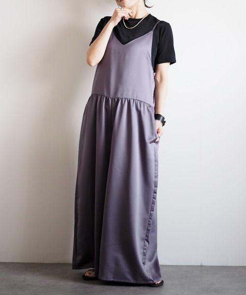 ⭐︎Shio⭐︎ANIECAサテンキャミサロペット ブラック サテンキャミサロペット | レディースファッション通販 – ANIECA