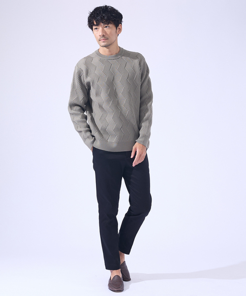 ABAHOUSE GRAY セーター ニット 「ジオメトリック柄 / 軽量」プル