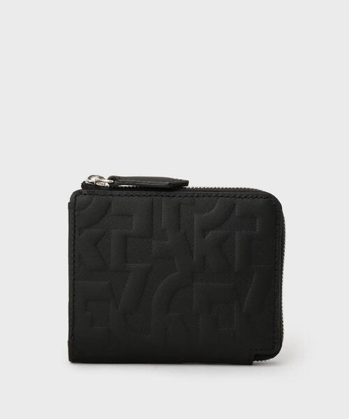 まきおページ　コンパクトウォレット　ブラック TAKEO KIKUCHI（タケオキクチ） 財布 パズルエンボス L字ジップ