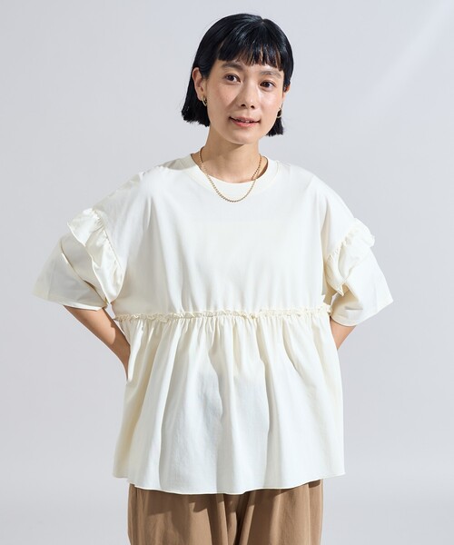 フリル襟Tシャツ　25AW セール】襟フリル Tシャツ（Tシャツ/カットソー）｜chil2