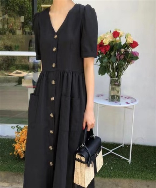 「Dream garden」 半袖ワンピース M ベージュ レディース_画像6