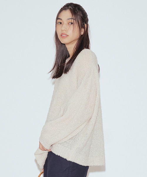 JEANASIS シャギーブークレチュニックニット ブークレシャギーvカーディガン_js と#ブークレシャギープルオーバー_
