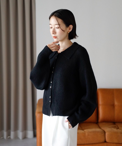 Curensology 2025 ポコポコアミニットカーディガン ブラック 美品Curensology(カレンソロジー) ポコポコアミニットカーディガン