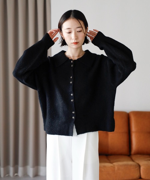 amini カーディガン 「2025 AW」襟付きポロニットカーディガン
