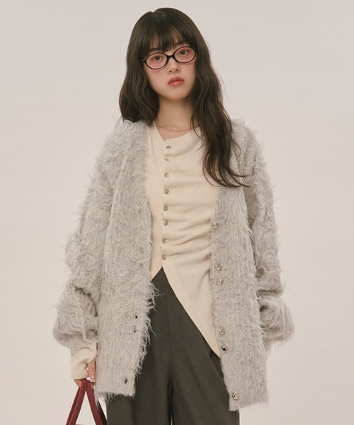 loin nuit カーディガン mix color shaggy cardigan / ミックスカラー