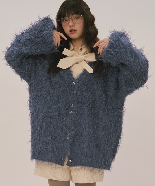 loin nuit カーディガン mix color shaggy cardigan / ミックスカラー