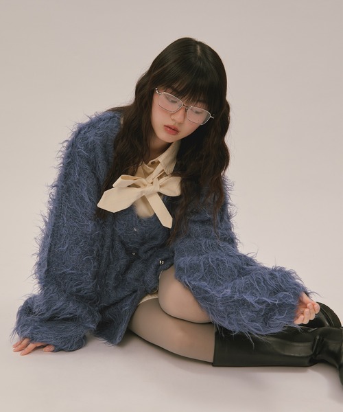 loin nuit カーディガン mix color shaggy cardigan / ミックスカラー