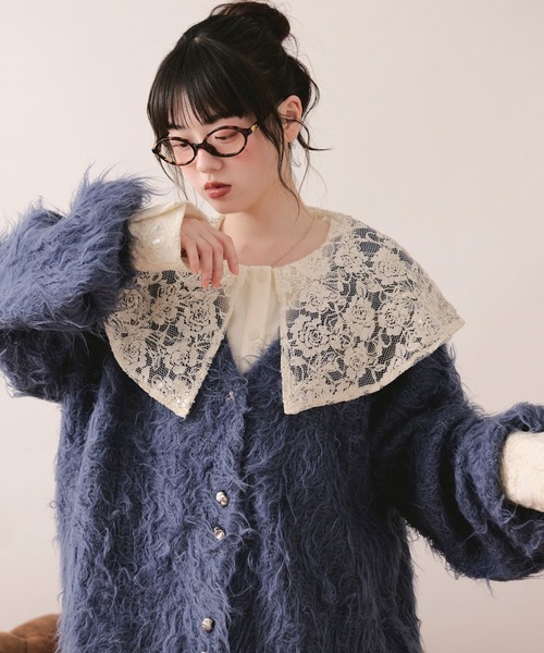 loin nuit カーディガン mix color shaggy cardigan / ミックスカラー