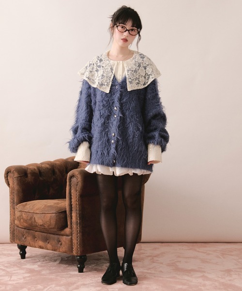 loin nuit カーディガン mix color shaggy cardigan / ミックスカラー