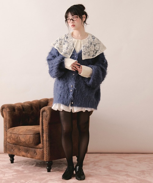 loin nuit カーディガン mix color shaggy cardigan / ミックスカラー