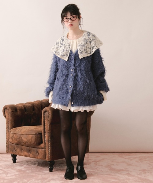 loin nuit カーディガン mix color shaggy cardigan / ミックスカラー
