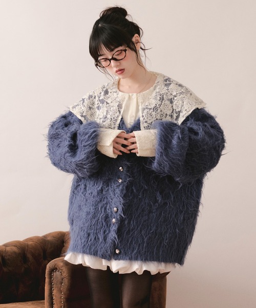 loin nuit カーディガン mix color shaggy cardigan / ミックスカラー