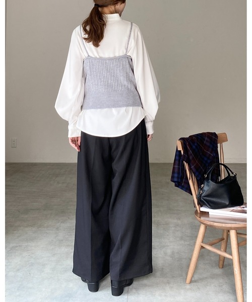 She's Closet ベスト ジレ ショート丈クロップドVネックミニケーブル