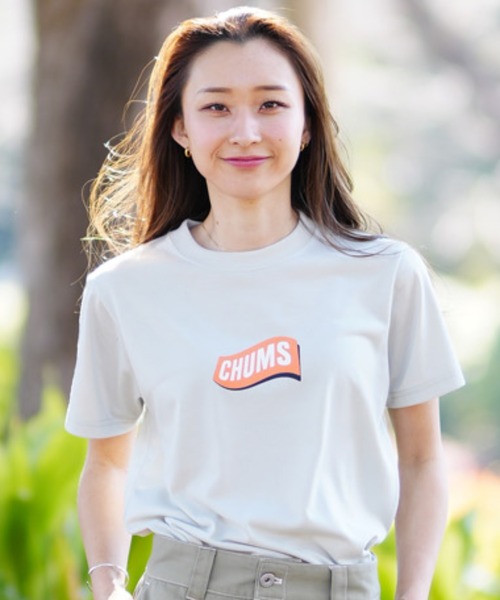 「CHUMS」 半袖Tシャツ L グレー レディース_画像5