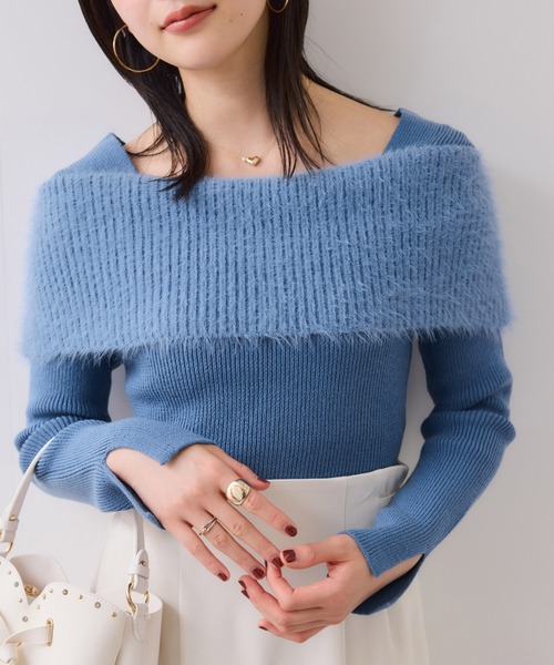 VIS（ビス） ニット セーター フェザーヤーンオフショルもちもち