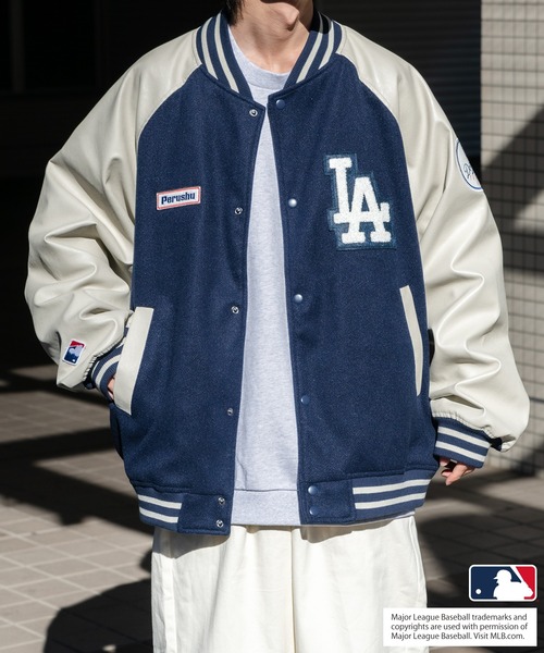 (美品）perushu mlbスタジャン ネイビー Lサイズ Perushu スタジャン X-LARGE ネイビー メンズ : ZOZOTOWN Yahoo!店