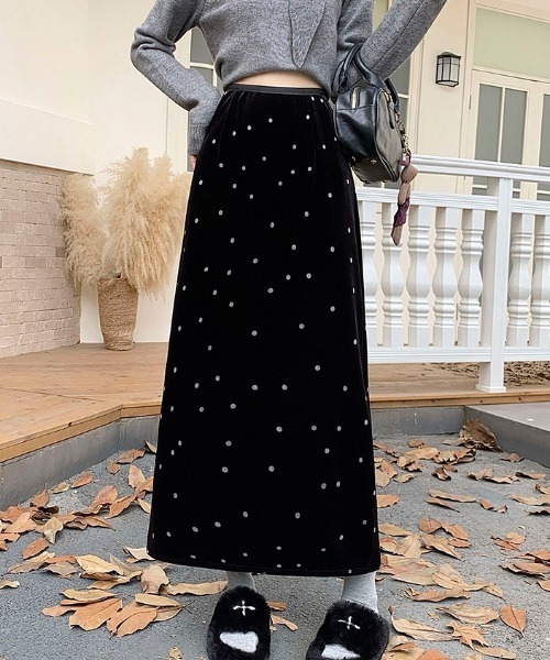 Diosfront スカート バックスリットドット柄ベロアスカート : ZOZOTOWN