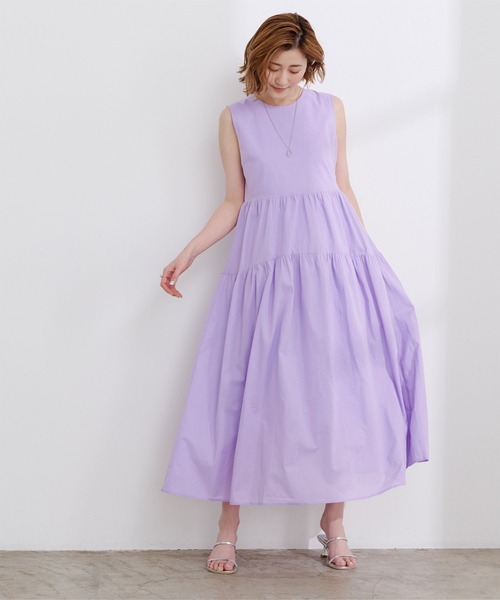「ur's」 ノースリーブワンピース S ライトパープル レディース_画像2