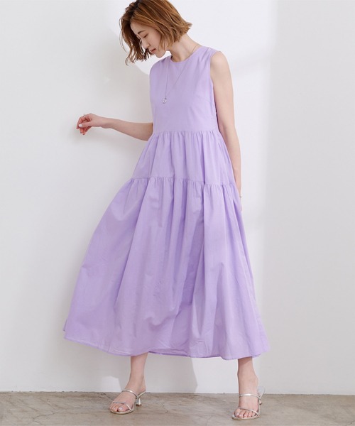 「ur's」 ノースリーブワンピース S ライトパープル レディース_画像4