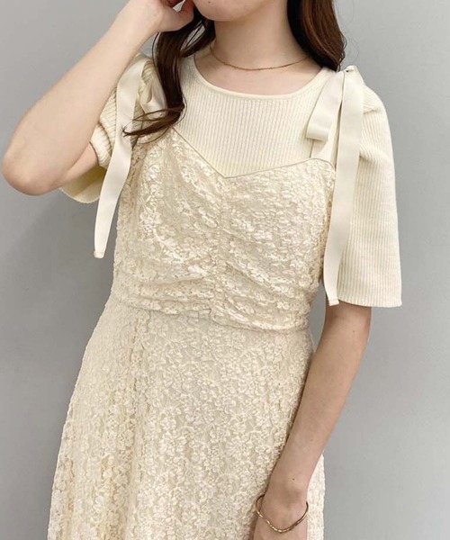 「one after another NICE CLAUP」 キャミソールワンピース FREE アイボリー レディース_画像3