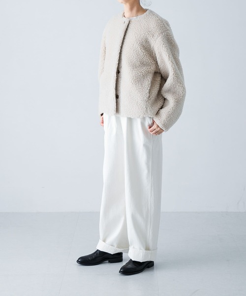 かぐれ ノーカラージャケット FREE チャコールグレー レディース