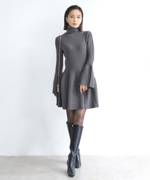 anuans（アニュアンス） ニットワンピース MEDIUM レッド レディース