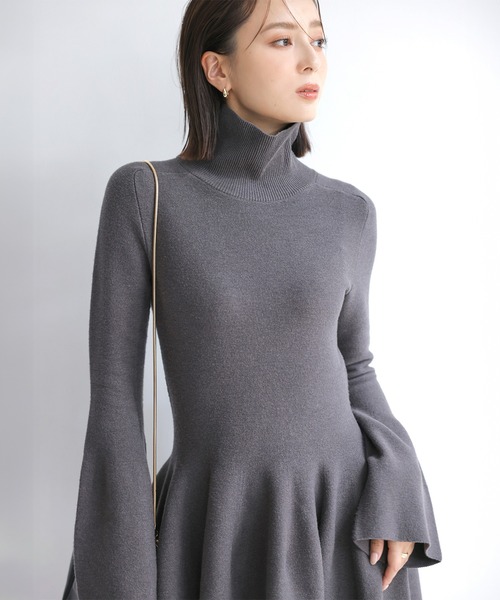 anuans（アニュアンス） ニットワンピース MEDIUM レッド レディース