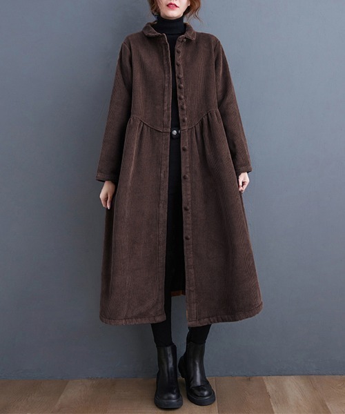 新品☆10/31限定お値下げギャルリーヴィーコットンコーデュロイシャツワンピース コットン コーデュロイ ビショップスリーブ シャツワンピース | Brooks