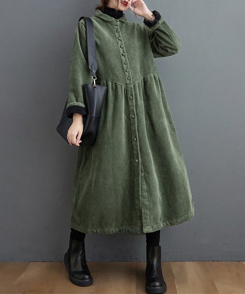 シャツワンピース 裏起毛コーデュロイシャツワンピース | ブランド登録なし | 05
