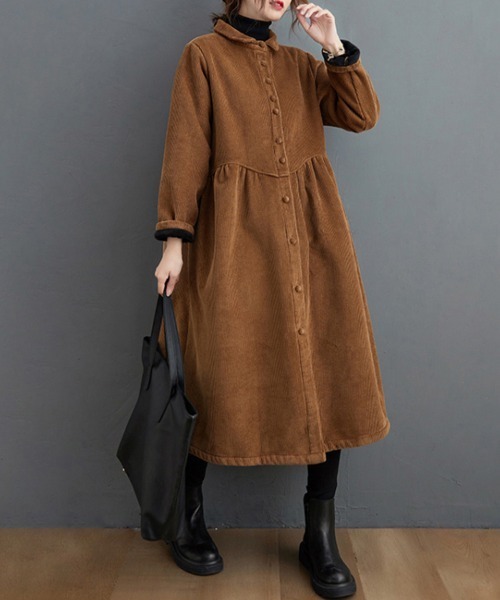 シャツワンピース 裏起毛コーデュロイシャツワンピース | ブランド登録なし | 11