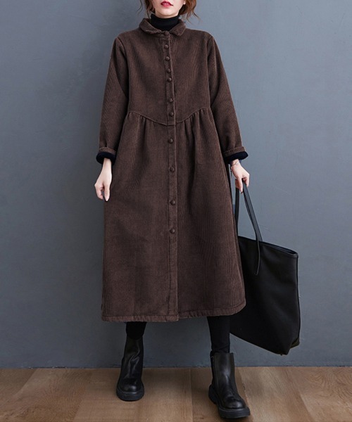 シャツワンピース 裏起毛コーデュロイシャツワンピース | ブランド登録なし | 13