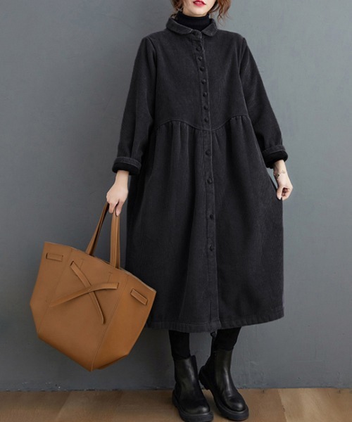 シャツワンピース 裏起毛コーデュロイシャツワンピース | ブランド登録なし | 18