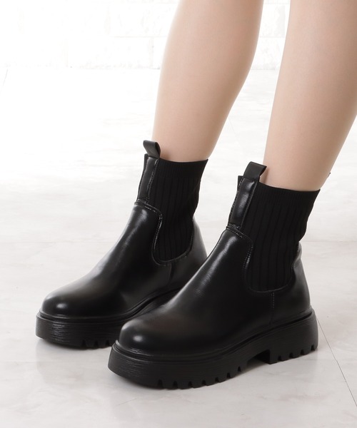 「Lace Ladies」 ショートブーツ 24 ブラック レディース_画像2