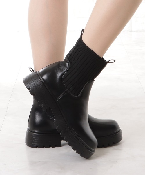 「Lace Ladies」 ショートブーツ 24 ブラック レディース_画像8