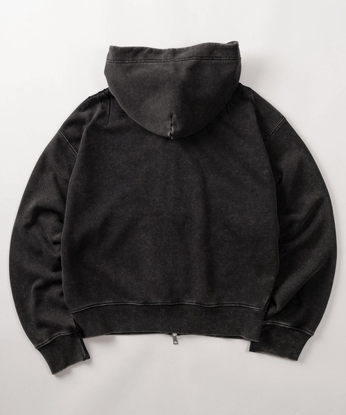 パーカー 「82」ケミカル加工 トライバル刺繍 ショート丈 ジップ