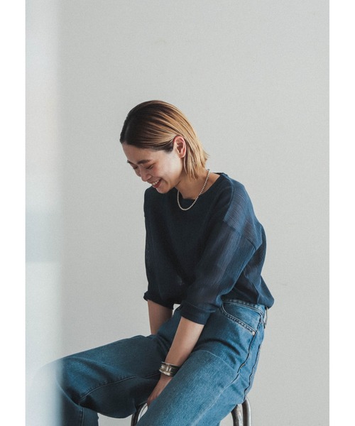 「FIL DE FER」 7分袖カットソー FREE ネイビー レディース_画像5