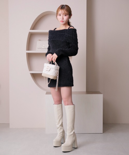 「LIPSERVICE」 ニットワンピース M ホワイト レディース_画像6