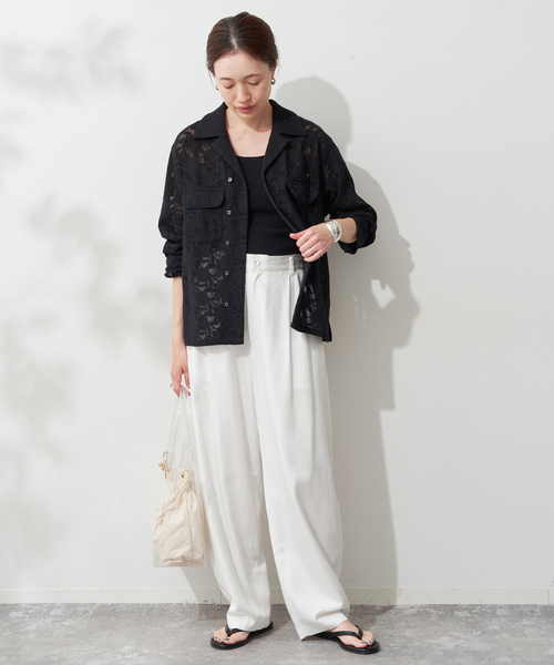 SLOBE IENA2WAYレースカラーBIGシャツ◆ SLOBE IENA（スローブイエナ） ブラウス シャツ ブロイダーレース