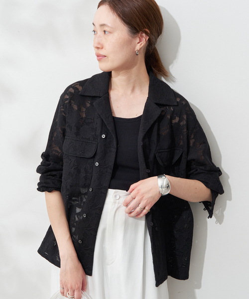 SLOBE IENA2WAYレースカラーBIGシャツ◆ SLOBE IENA（スローブイエナ） ブラウス シャツ ブロイダーレース