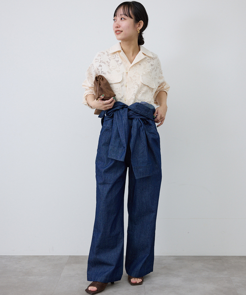 IENA チュールレースバンドカラーシャツ38サイズ　元値20900円 IENA イエナ チュールレース バンドカラーシャツ アイボリー 38 M