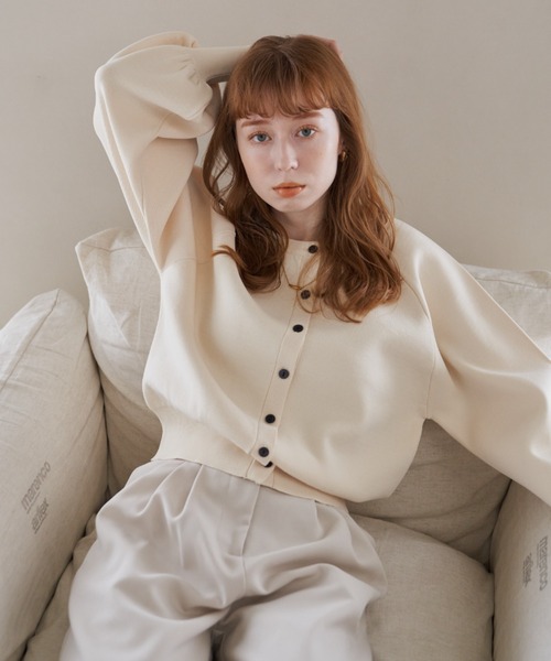 「hinari」 ニットカーディガン FREE イエロー レディース_画像2