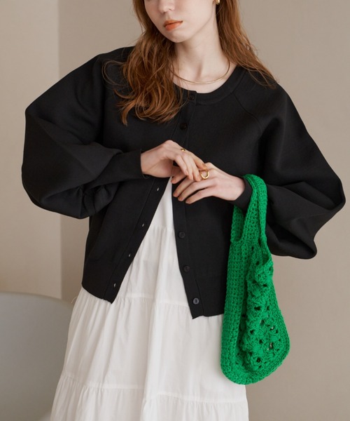 「hinari」 ニットカーディガン FREE イエロー レディース_画像3